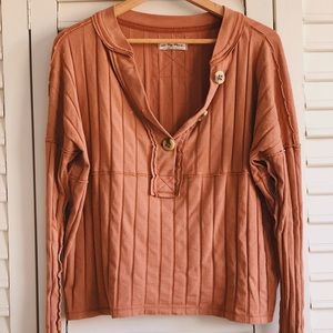 Free People Oversized Wide Rib Knit Pull-Over Top